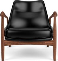 Audo Copenhagen Fotel The Seal Lounge 73 cm, orzech, tapicerowany, czarna skóra