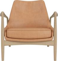 Audo Copenhagen Fotel The Seal Lounge 73 cm, šviesus ąžuolas, apmuštas, matinės kupranugario odos spalvos