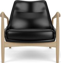 Audo Copenhagen Fotel The Seal Lounge 73 cm, šviesus ąžuolas, apmuštas, juodos odos spalvos