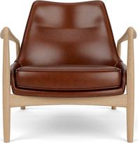 Audo Copenhagen Fotel The Seal Lounge 73 cm, šviesus ąžuolas, apmuštas, rudos odos spalva
