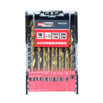 AW42318IP AWTOOLS HSS-TiN metalo grąžtų su titano danga rinkinys 1,0–10,0 mm (19 vnt.)