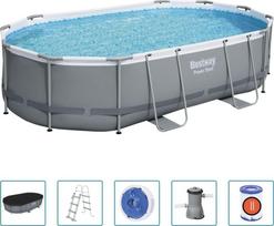 Baseinas, karkasinis Bestway Power Steel 56448, pilka sp. 488 cm x 305 cm x 107 cm