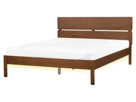 Lova dvigulė Beliani Boisset LED, 160 x 200 cm, medžio sp., be čiužinio, su grotelėmis