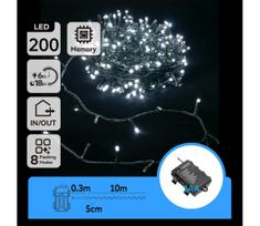 Aigostar - LED Lauko Kalėdinė girlianda 200xLED/8 funkcijos 10,3m IP44 šalta balta