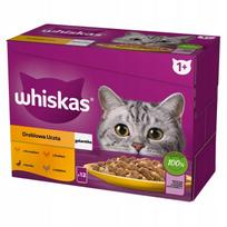 WHISKAS Adult maišeliai 12 x 85 g – Paukščių puota – šlapias maistas suaugusiems katėms, želė (gabaliukai su: vištiena, antiena, paukštiena, kalakutiena)