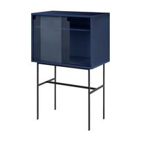 Tamsiai mėlynos spalvos vitrina su stumdomomis durimis 70x109x40 cm Lekko – noo.ma