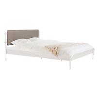 Baltos spalvos iš plieno dvigulė lova audiniu dengta su lovos grotelėmis 200x200 cm Eton Basic – noo.ma