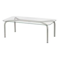 Sidabrinės spalvos kavos staliukas su stikliniu stalviršiu 60x110 cm Uku – noo.ma