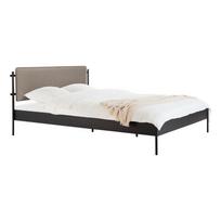 Juodos spalvos iš plieno dvigulė lova audiniu dengta su lovos grotelėmis 200x200 cm Eton Basic – noo.ma