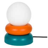Smaragdinės spalvos/oranžinės spalvos iš medienos masyvo stalinis šviestuvas (aukštis 24 cm) su stiklo gaubtu Otem – noo.ma