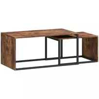 2 kavos staliukų rinkinys | įvairių formų | daugiafunkcinis, elegantiškas, metalinis pagrindas, juodas+rudas
