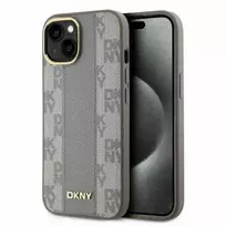 DKNY DKHMP14SPCPVSLE iPhone 14 6.1" beige | beige hard case with Leather Checkered Mono Pattern and MagSafe