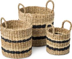 Nordisk Nordis - Seagrass Baskets with Stripes - Ø30, Ø26, Ø20 - 3 pcs.