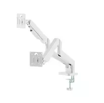 Desk arm for two monitors, adjustable, from 17 to 32 inches, load capacity up to 10 kg, white