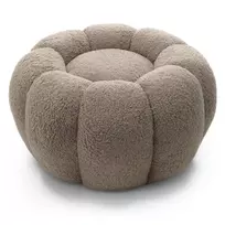 Pufas „Perugia“, kapučino spalvos, bouclé audinys, apvalūs kontūrai