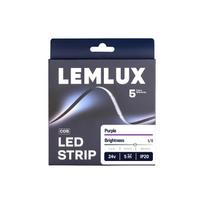 LED juosta, 5m ritė, 24Vdc, 11W/m, COB 480LED/m, Violetinė, IP20, 180°