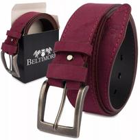 Vyriškas platus diržas Beltimore iš natūralios zomšos 4cm bordo premium