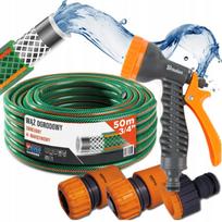Guminė sodo žarna 3/4" 50m 4 sluoksnių + purkštukas ir jungčių rinkinys BRADAS