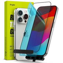 Ringke iPhone 15 Pro ekranui skirtas apsauginis stiklas Premium Tempered Glass 9H su montavimo įrankiu, skaidrus