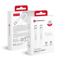 FORCELL F-ENERGY C344 kabelis Type C į Type C QC4.0 PD 3A 60W Silikoninis 1 m baltas