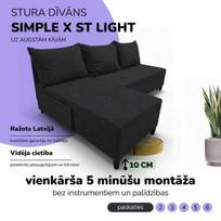 Kampinis išskleidžiamas sofos-lovos komplektas Simple X St Light, Podrez, grafito spalvos