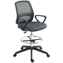Biuro kėdė Vinsetto, ergonomiška, su porankiais ir reguliuojamu kojų atramu, tinklelio apmušalu, pilka