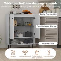 Costway indauja medinė komoda su reguliuojamomis lentynomis ir 2 durimis bufeto spintelė virtuvės spintelė 75 x 35 x 95 cm balta