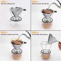 Accessories for coffee machines,1pcs Hand Brew Coffee Filter Stainless Steel Hand Brew Coffee Filter Manual Reusable Conical Filter,style:style1;