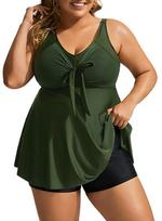 Moteriška maudymosi suknelė su formuojančiu efektu tummy control ir šortais Saitdress, žalia**, L