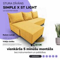 Kampinis išskleidžiamas sofos-lova Simple X St Light, Podrez, geltona