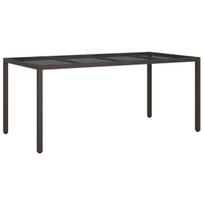 Sodo stalas，Lauko stalas, rudas, 190x90x75cm, grūdintas stiklas/poliratanas CFE775716