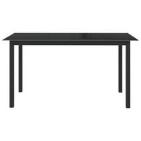 Sodo stalas，Lauko stalas, juodas, 150x90x74cm, aliuminis ir stiklas CFE660659