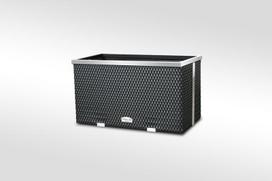 Lauko vazonas iš poliuretano su aliuminio metalo apdaila 70cm x 38cm x 40 cm, juodas