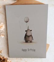 Sveikinimo atvirukas „Happy Birthday Begemotas“ su vokeliu