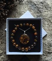 Tigro akies papuošalų rinkinys su pakabuku ir apyranke
