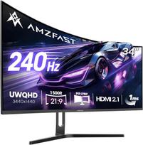 Amzfast 34" Curved Gaming Monitor UWQHD 3440×1440, 240Hz, 1ms, HDR, 21:9, HDMI 2.1, DP 1.4 (AMZG34C5Q)