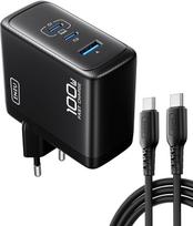 INIU 100W USB-C įkroviklis, GaN, 3 prievadai, greitas įkrovimas su kabeliu, MacBook, iPhone, Samsung, iPad (NI-GaN-100W)