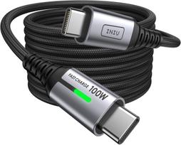 INIU USB-C kabelis 2 m, 100W PD 5A, QC 4.0, greitas įkrovimas, nailonas, Samsung, iPad, MacBook, Switch (D5CC-1P)