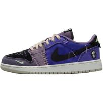 Zion Williamson x Air Jordan 1 Retro Low OG GS Voodoo Alternate Kids Sneakers Blue Regency-Purple Vapor-Green IH2725-500 38