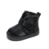 2024 Winter Kids' Leather Snow Boots with Cotton Lining – Warm, Short Boots for Boys and Girls Size 20 - 13.5cm juoda