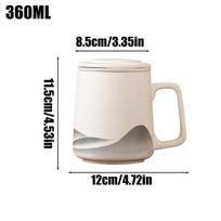 Arbatinis puodelis su sieteliu 360ml Arbatos užplikymo puodelis Matinė keramika Rankomis tapytas Juodas glazūros Arbatos virimo prietaisas Vintažinis filtras Arbatos virdulys Žaliai balta