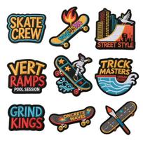 Ramp Skateboard Embroidery Cloth Sticker Clothes Skateboard Decoration Skills Master Computer Embroidery Label Brush Skateboard Patch Sticker 9 pieces in a set