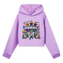 5573 Vaikams Mergaitėms Roblox Spausdinti Laisvalaikio Viršutiniai Drabužiai Ilgomis Rankovėmis Gobtuvai Viršus 110cm violetinė