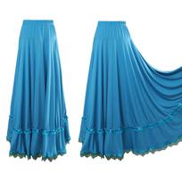Women Ballroom Flamenco Dance Skirts Lyrical Ballroom Flowy Maxi Skirts for Ballet Classical Ethnic Dance Performance Costumes L dangaus mėlyna spalva
