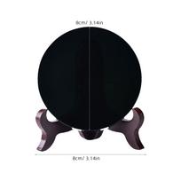 Juodas regėjimo veidrodis Obsidianas Astrologinis veidrodis su stoveliu regėjimui, meditacijai ir Feng Shui terapijai 12x10cm juoda
