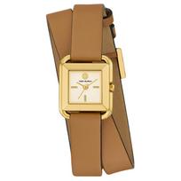 Tory Burch kvarcinis laikrodis Odinė apyrankė 18mm Smėlio spalvos ciferblatas 30m atsparumas vandeniui Unisex laikrodžiai TBW6025 Beige Watch Dial