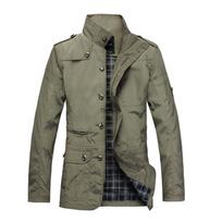 Pavasario Rudens Vyriški Striukės Laisvalaikio Vėjui Atspari Slim Fit Striukė Vyriškas Ilgas Kailis M chaki