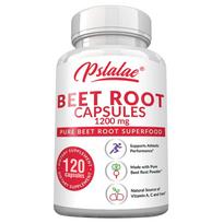 Pslalae burokėlių kapsulės, 1200 mg porcijoje, padeda palaikyti kraujospūdį, pagerinti sportinius rezultatus ir skatinti virškinimą. 120