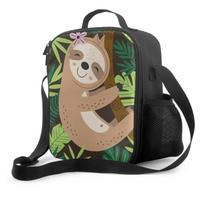 Poster With Sloth Insulated Lunch Box Leakproof Portable Lunch Bags with Adjustable Shoulder Strap Reusable Cooler Tote Bag 26.5x20x11.5CM smėlis
