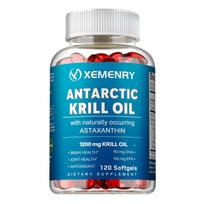 Omega 3 krilio aliejaus kapsulės, 1200 mg porcijoje, astaksantino koncentratas, naudingos sąnarių sveikatai, be žuvies kvapo. 120